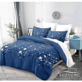   Ágyneműhuzat szett, 7 részes pamut ágynemű garnitúra, világoskék Csillagos