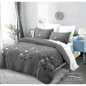   Ágyneműhuzat szett, 7 részes pamut ágynemű garnitúra, szürke Csillagos