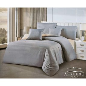   Ágyneműhuzat szett, 7 részes pamut ágynemű garnitúra, Szürke és krém fehér