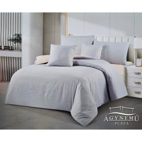   Ágyneműhuzat szett, 7 részes pamut ágynemű garnitúra, Szürke és krém fehér
