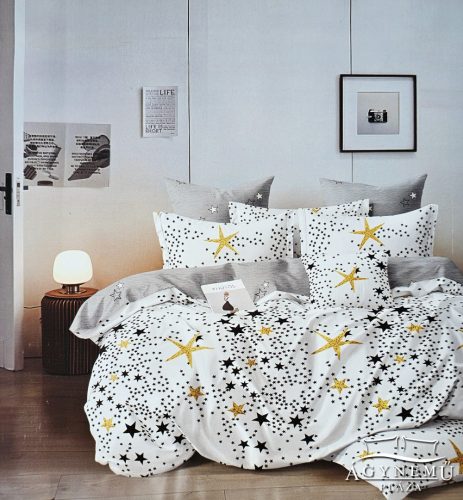 7 részes ágyneműhuzat garnitúra, ágynemű garnitúra szett, fehér Csillagos