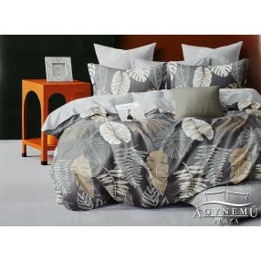   7 részes ágyneműhuzat garnitúra, ágynemű garnitúra szett, sötétszürke Virágos