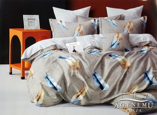 7 részes ágyneműhuzat garnitúra, ágynemű garnitúra szett, mogyoróbarna Tollas