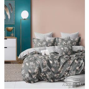   7 részes ágyneműhuzat garnitúra, ágynemű garnitúra szett, szürke Virágos