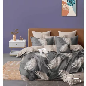   7 részes ágyneműhuzat garnitúra, ágynemű garnitúra szett, szürke Pálmaleveles