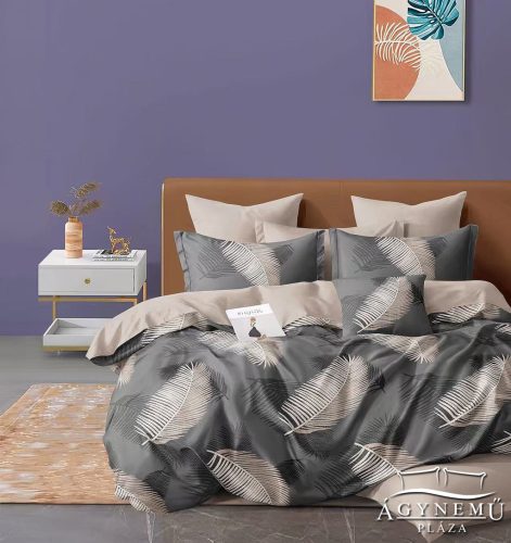 7 részes ágyneműhuzat garnitúra, ágynemű garnitúra szett, szürke Pálmaleveles