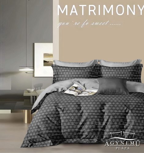 7 részes ágyneműhuzat garnitúra, ágynemű garnitúra szett, Sötétszürke csíkos