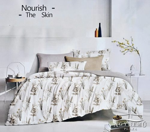 7 részes ágyneműhuzat garnitúra, ágynemű garnitúra szett, fehér Virágos