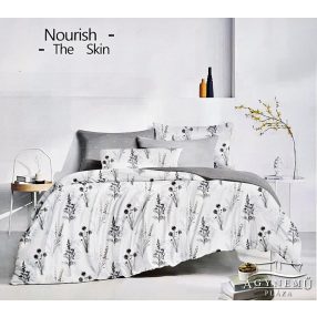   7 részes ágyneműhuzat garnitúra, ágynemű garnitúra szett, fehér Virágos