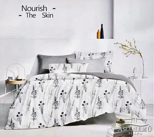 7 részes ágyneműhuzat garnitúra, ágynemű garnitúra szett, fehér Virágos