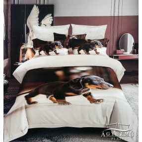   7 részes ágyneműhuzat garnitúra, ágynemű garnitúra szett, krém Tacskós ágynemű