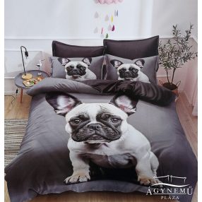   7 részes ágyneműhuzat garnitúra, ágynemű garnitúra szett, szürke Francia Bulldog ágynemű