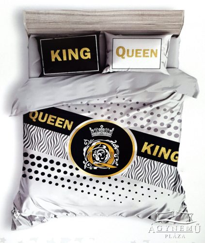 7 részes Mr. & Mrs. ágyneműhuzat garnitúra, ágynemű garnitúra szett, szürke King és Queen