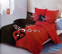   7 részes pamut ágynemű garnitúra, Mr. & Mrs. ágyneműhuzat szett, piros és fekete Szerelmes pár