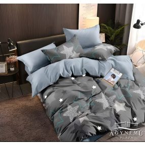   Ágyneműhuzat szett, 7 részes pamut ágynemű garnitúra, szürke nagy Csillag