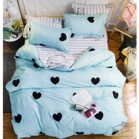   7 részes pamut ágynemű garnitúra, ágyneműhuzat garnitúra, Türkiz Kék Szív
