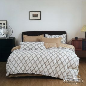   7 részes ágyneműhuzat garnitúra, ágynemű garnitúra szett, barna Csíkos