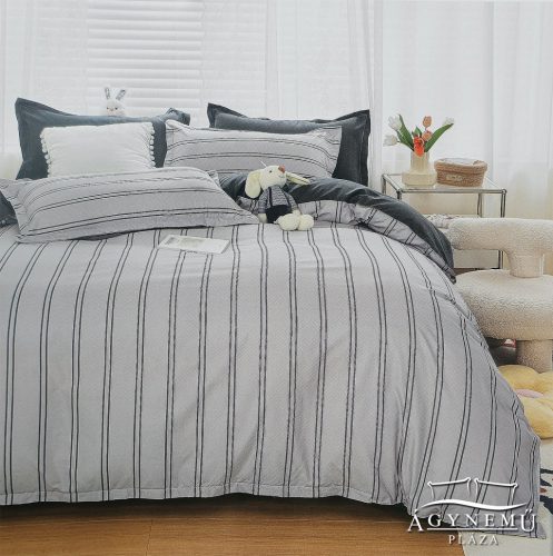 7 részes ágyneműhuzat garnitúra, ágynemű garnitúra szett, szürke Csíkos
