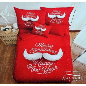   7 részes pamut ágynemű garnitúra, Karácsonyi ágyneműhuzat szett, piros Merry Christmas