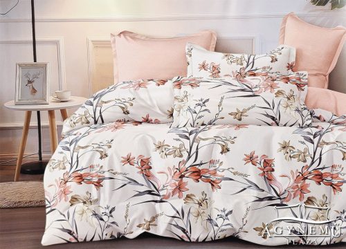 Krepp ágynemű garnitúra, 7 részes krepp ágyneműhuzat szett, Krém virágos