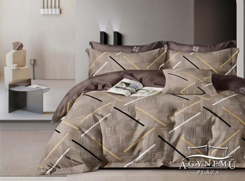 7 részes ágyneműhuzat garnitúra, ágynemű garnitúra szett, Barna csíkos absztrakt