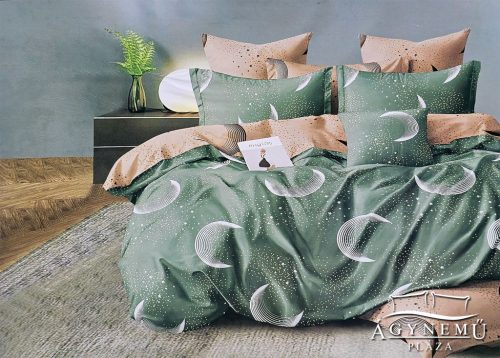 7 részes ágyneműhuzat garnitúra, ágynemű garnitúra szett, zöld Holdas