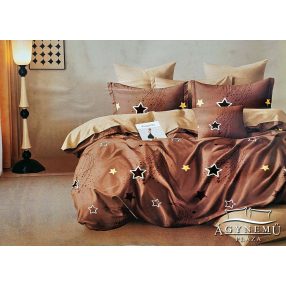   7 részes ágyneműhuzat garnitúra, ágynemű garnitúra szett, barna Csillagos