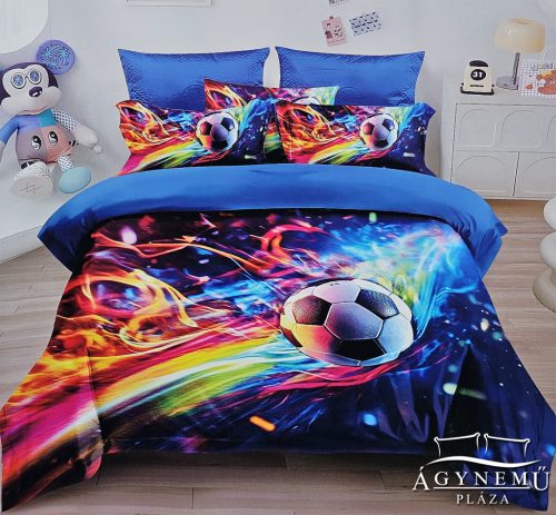 7 részes ágyneműhuzat garnitúra, ágynemű garnitúra szett, kék Focis ágynemű