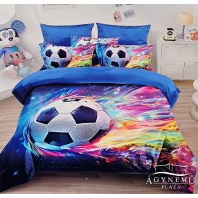   7 részes ágyneműhuzat garnitúra, ágynemű garnitúra szett, kék Focis ágynemű