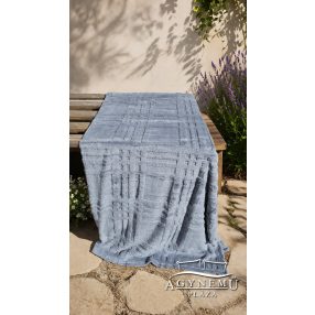   Ágytakaró pléd, nyomott mintás polár pléd, 230x200 cm kékes Szürke kocka csíkos