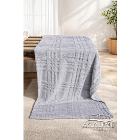   Ágytakaró pléd, nyomott mintás polár pléd, 230x200 cm Szürke csíkos
