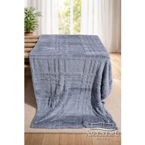   Ágytakaró pléd, nyomott mintás polár pléd, 230x200 cm sötét Szürke csíkos
