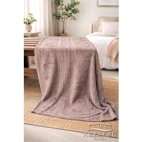   Ágytakaró pléd, nyomott mintás polár pléd, 230x200 cm Barna hullámcsíkos