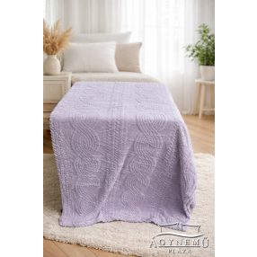   Ágytakaró pléd, nyomott mintás polár pléd, 230x200 cm Levendula hullámcsíkos